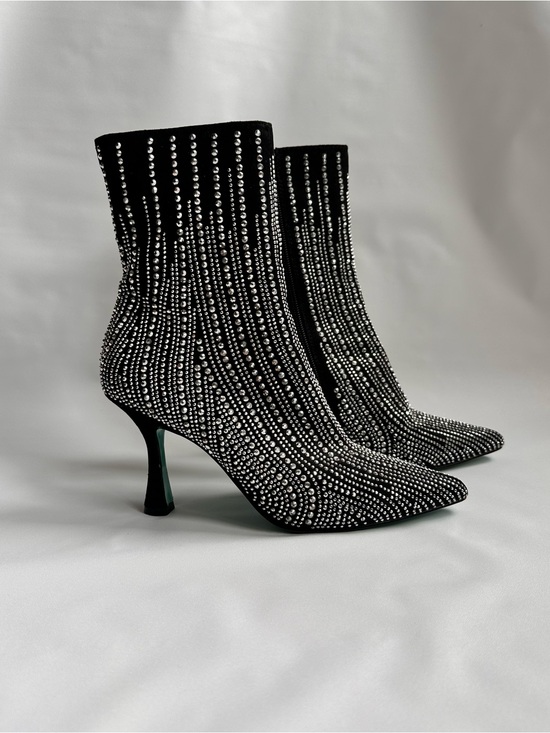 Betsey Johnson Shoes - Betsey Johnson Black Rhinestone Pointed Sock Booties